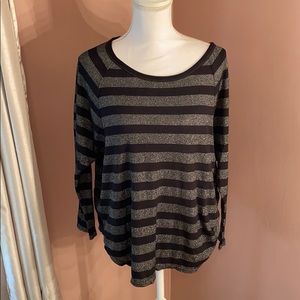 Black and silver stripe long sleeve T-shirt